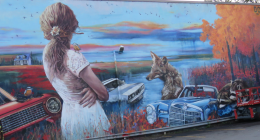 Murale Fable du nord, de Dodo Ose sur Henri-Bourassa au coin de la rue De Lorimier dans le Sault-au-Récollet (Photo : jdv - P. Rachiele)