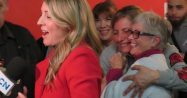 Mélanie Joly au local électoral lors de la soirée des élections (Photo : jdv - Philippe Rachiele)