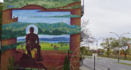 La grande murale, au 500 Henri-Bourassa Ouest, coin Hogue, réalisée par Monk.e (Source : Philippe Rachiele)