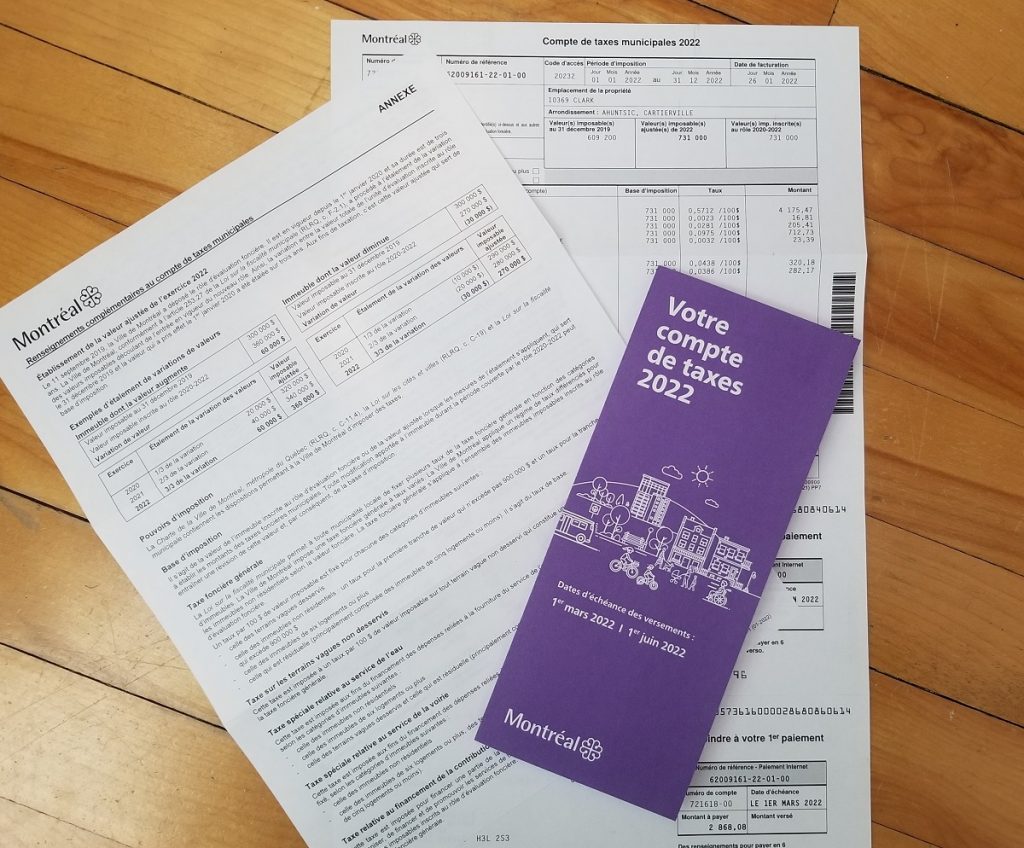 compte de taxes 2022