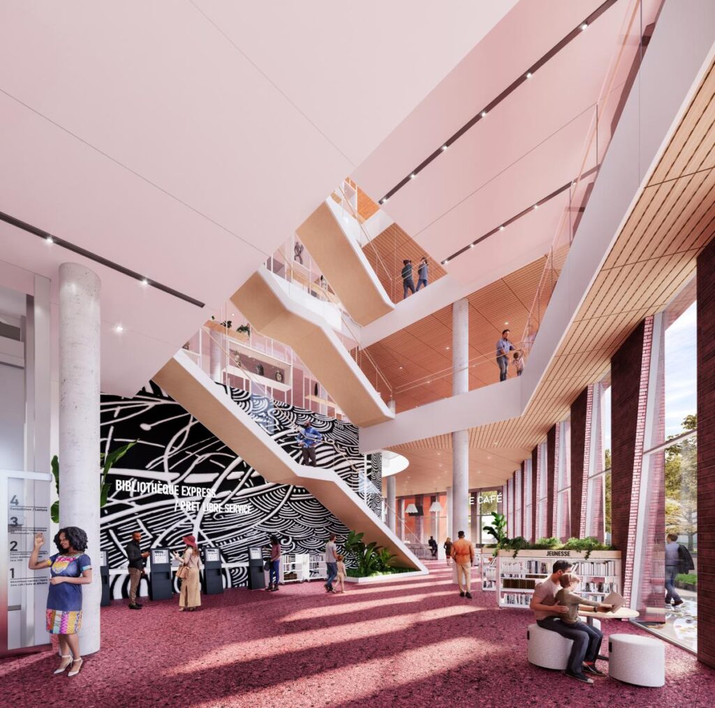 La vue sur l'agora depuis l'entrée principale