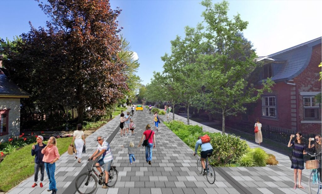 Simulation de la rue partagée Gouin Est. (Image : arrondissement Ahuntsic-Cartierville)