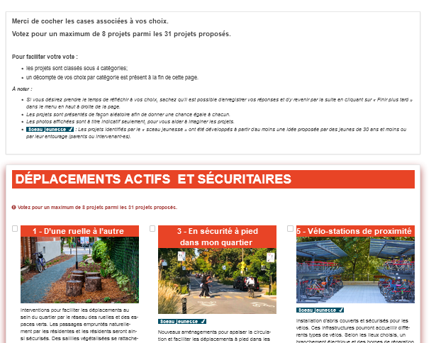 Budget participatif bulletin de vote en ligne