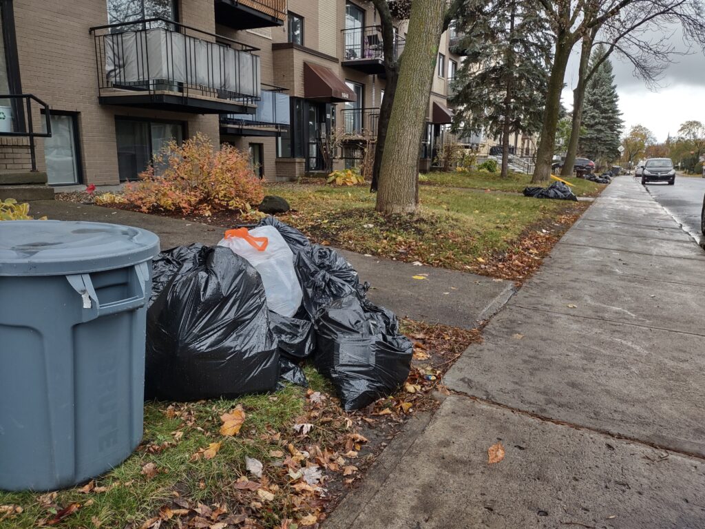 ordures sacs noirs rue Sauvé Est