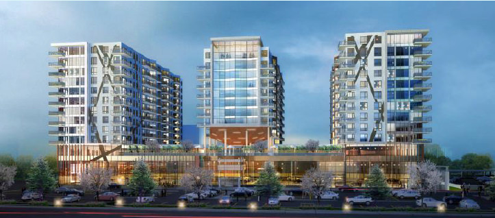 Une conception architecturale du projet du groupe Maurice sur les terrains de l'Industrielle Alliance, sur Crémazie Est. 