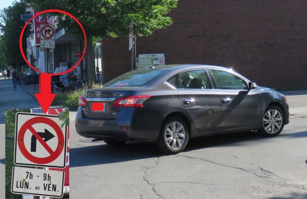 Photo prise à 8h45 le 2 juillet alors qu'il est interdit de virer sur Clark à partir d'Henri-Bourassa (Photo : jdv - P. Rachiele)