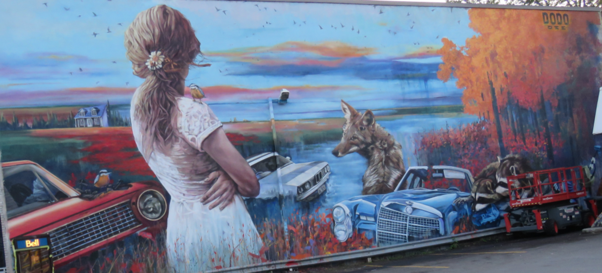 Murale Fable du nord, de Dodo Ose sur Henri-Bourassa au coin de la rue De Lorimier dans le Sault-au-Récollet (Photo : jdv - P. Rachiele)