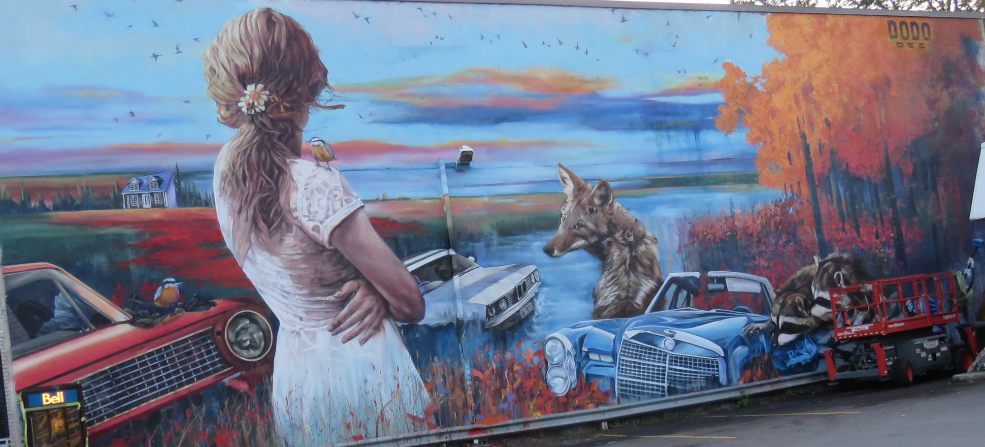 Murale Fable du nord, de Dodo Ose sur Henri-Bourassa au coin de la rue De Lorimier dans le Sault-au-Récollet (Photo : jdv - P. Rachiele)