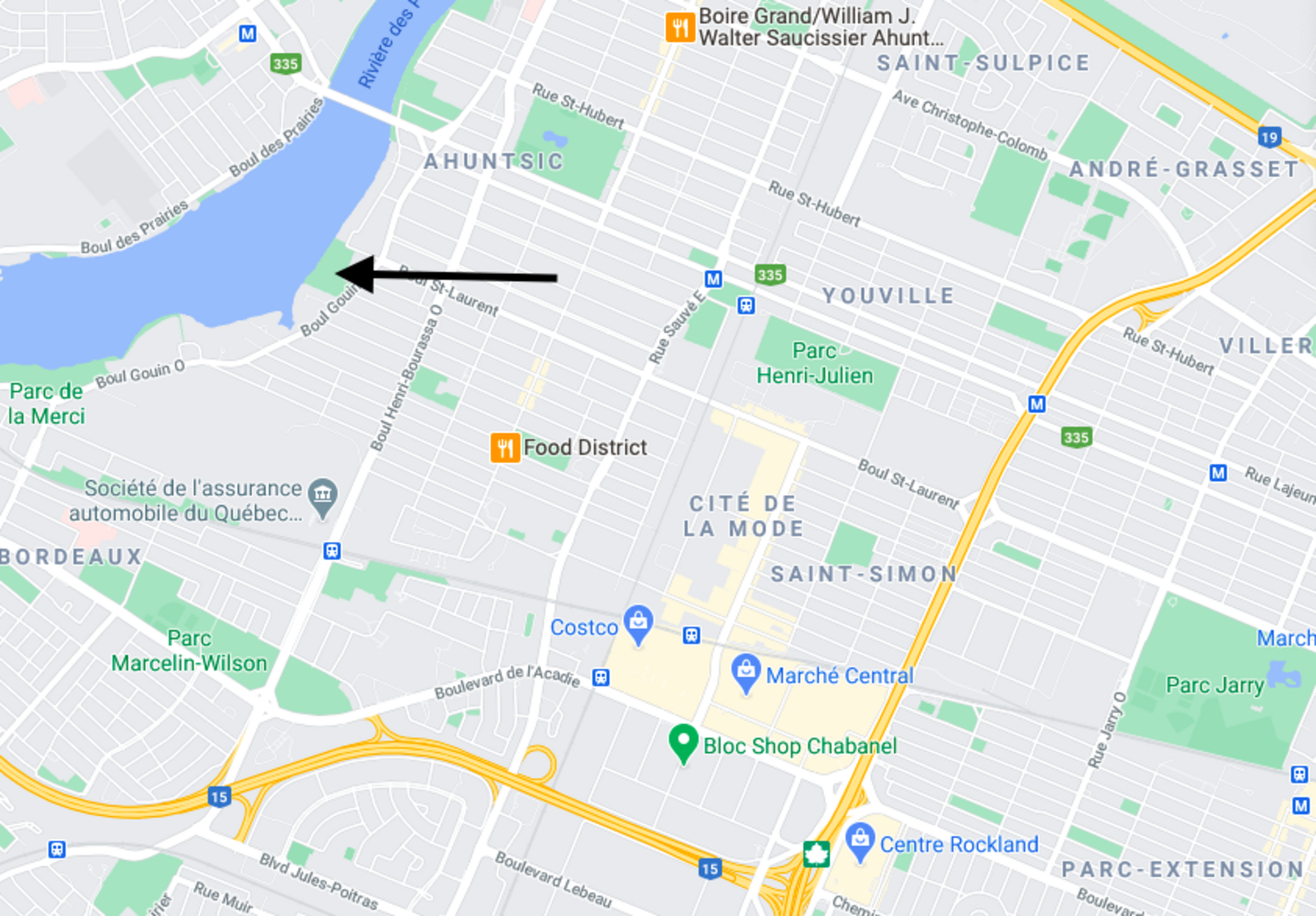 Localisation du parc Nicolas-Viel (Source : Google Maps)