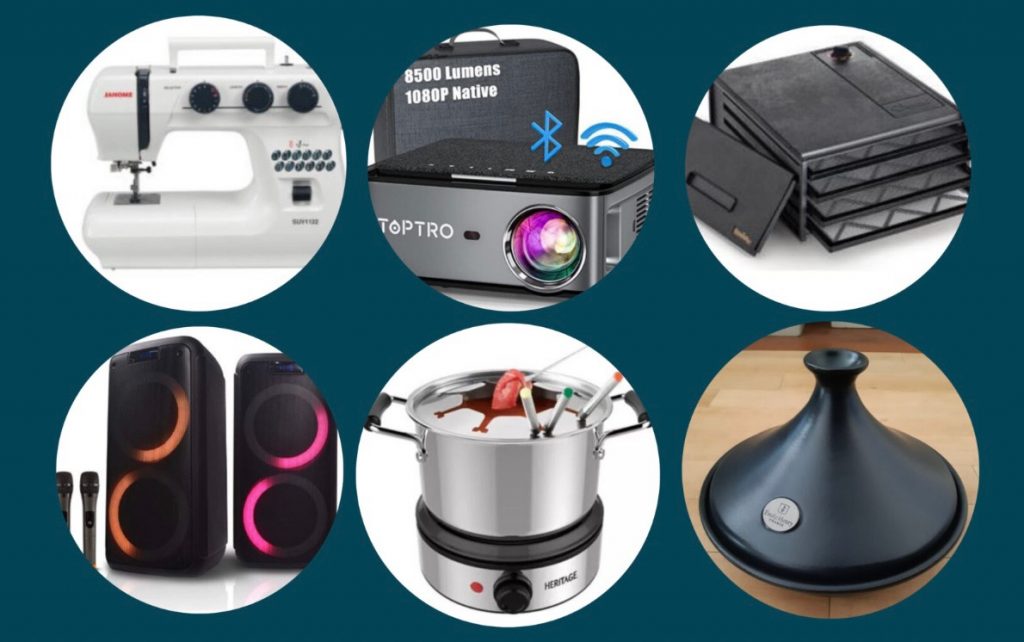 Exemples d'objets à emprunter à l'outil-O-thèque (source : https://villeenvert.ca/outilotheque/)