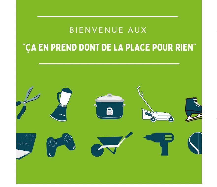 La population est invitée à faire don de ses objets, outils et accessoires inutilisés à l'outil-O-thèque. (Source : http://www.outilotheque.ca/loutil-o-thegraveque.html)