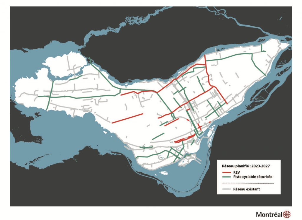 Plan des axes cyclables de la Vision vélo 2023-2027